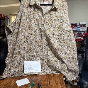 American Sweetheart Tan/Brown Leopard Button-Down Shirt